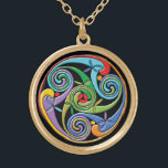 Beautiful Celtic Mandala with Colourful Swirls Gold Plated Necklace<br><div class="desc">Vintage illustration tattoo art design featuring colourful spirals and swirls Celtic mandala. A modern twist on an antique design with a bright array of rainbow colours in this round circle pattern.</div>