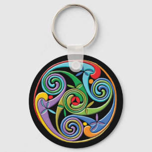 Beautiful Celtic Mandala with Colourful Swirls Key Ring