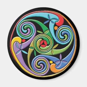 Beautiful Celtic Mandala with Colourful Swirls Magnet