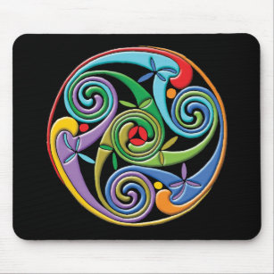 Beautiful Celtic Mandala with Colourful Swirls Mouse Mat