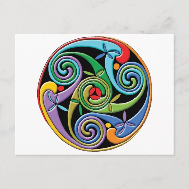 Beautiful Celtic Mandala with Colourful Swirls Postcard (Front)