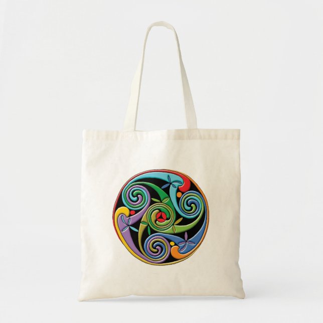 Beautiful Celtic Mandala with Colourful Swirls Tote Bag (Front)