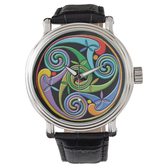 Beautiful Celtic Mandala with Colourful Swirls Watch (Front)