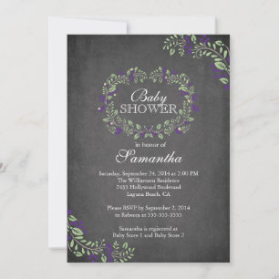 Beautiful Chalkboard Floral Frame Baby Shower Invitation