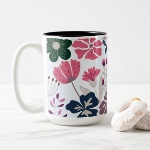 Beautiful & Charming Modern Floral Two-Tone Coffee Mug