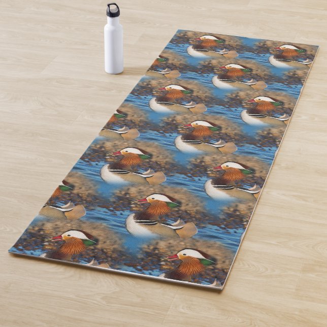 Beautiful Chatty Mandarin Duck on the Lake Yoga Mat (In Situ)