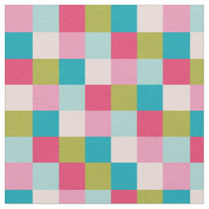 Beautiful check pattern, pink, green, turquoise fabric