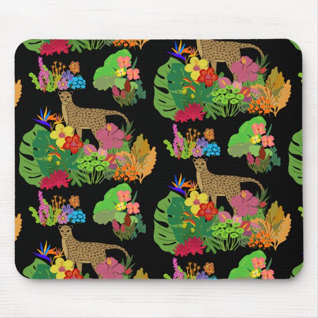 Beautiful, Cheetah and Tropical Jungle  Mouse Mat (Front)