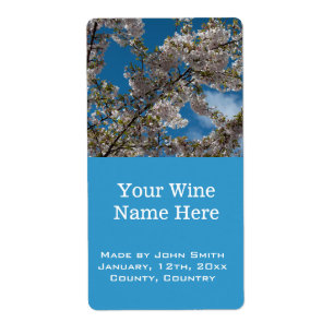 beautiful cherry blossom in blue sky wine labels.