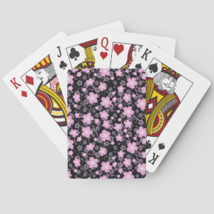 Beautiful Cherry Blossom on Black background Playing Cards