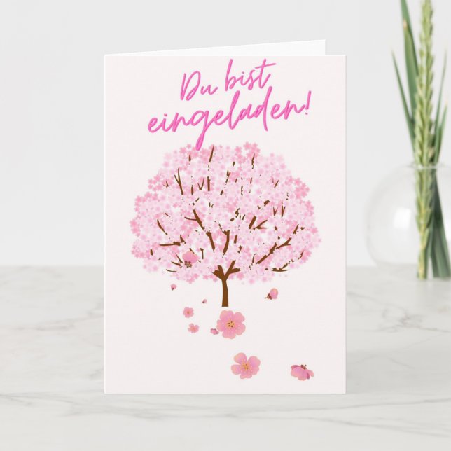 Beautiful cherry blossom tree invitation card  (Front)