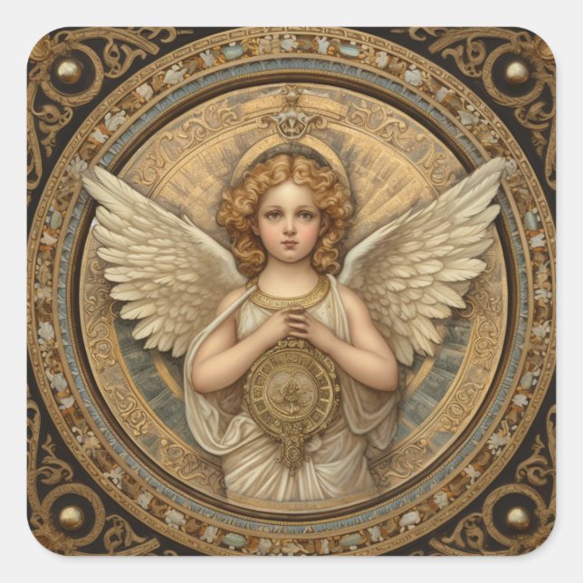 Beautiful Cherub Angel  Square Sticker (Front)