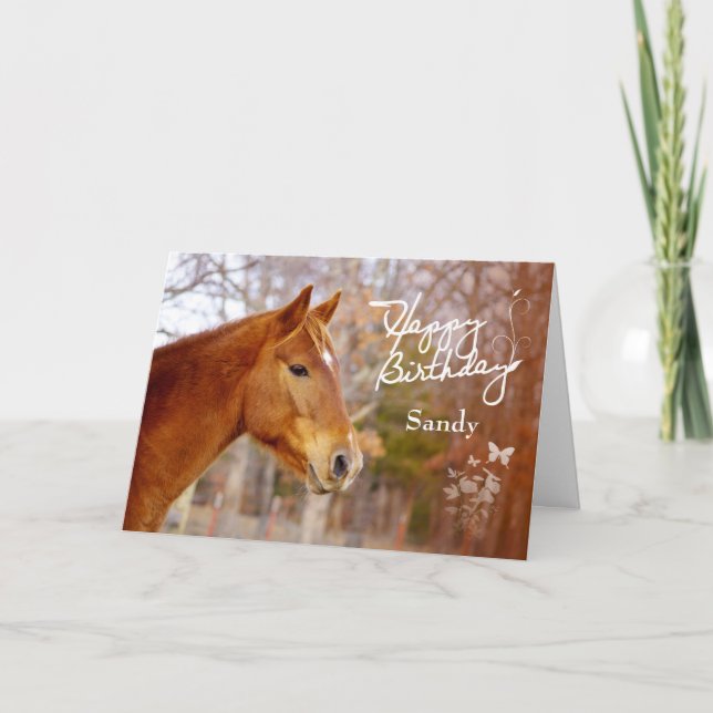 Beautiful Chestnut Horse Birthday Greeting Card (Front)