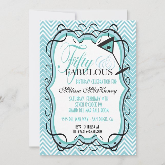 Beautiful Chevron fifty and fabulous Invitations (Front)