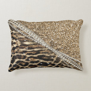 Beautiful chic girly leopard animal faux fur print decorative cushion