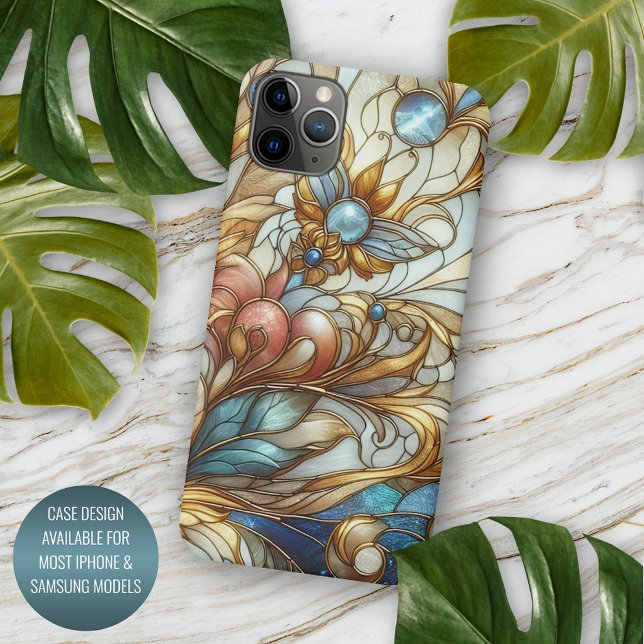 Beautiful Chic Stained Glass Floral Mosaic Pattern iPhone Case (Creator Uploaded)