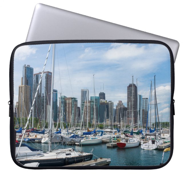 Beautiful Chicago Harbour Laptop Sleeve (Front)