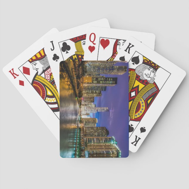 Beautiful Chicago River at Sunset, Illinois Playing Cards (Back)