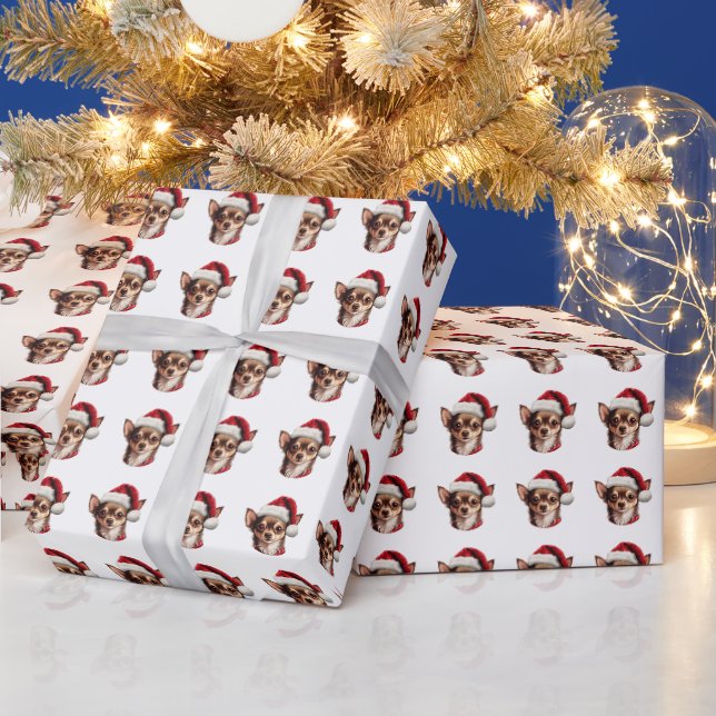 Beautiful Chihuahua Dog Christmas Pattern Wrapping Paper (Holidays)