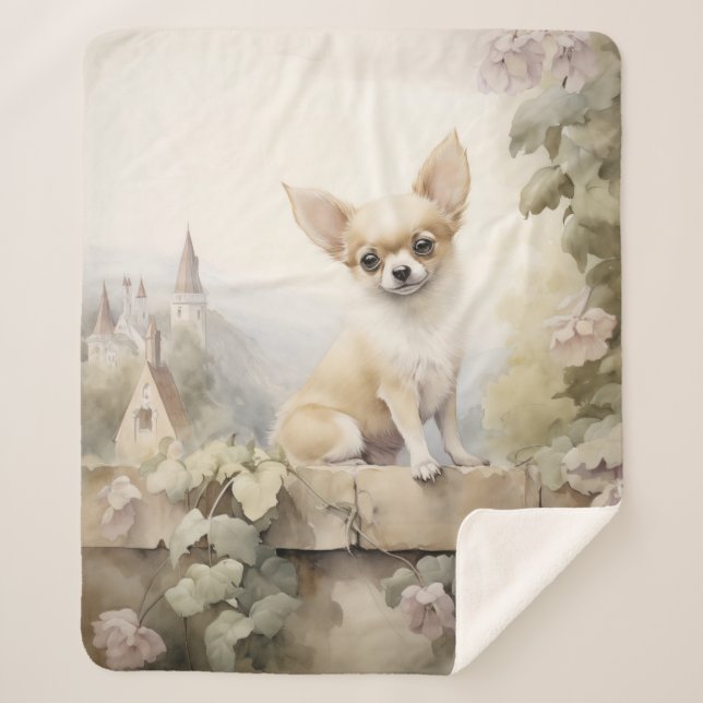 Beautiful Chihuahua Sherpa Blanket (Front)