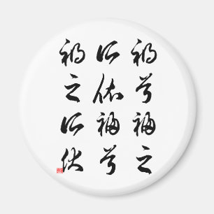 Beautiful Chinese Calligraphy -happness&misfortune Magnet