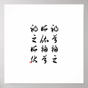 Beautiful Chinese Calligraphy -happness&misfortune Poster