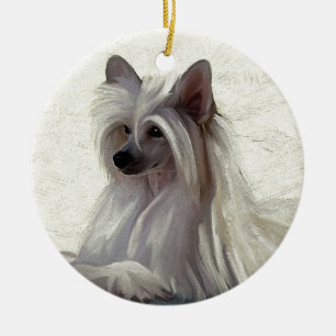 Beautiful Chinese crested powder puff Ceramic Tree Decoration
