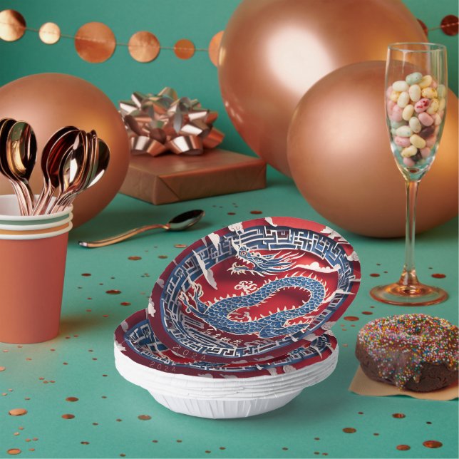 Beautiful Chinese Dragon New Year 2024 PPB2 Paper Paper Plate (Multi)