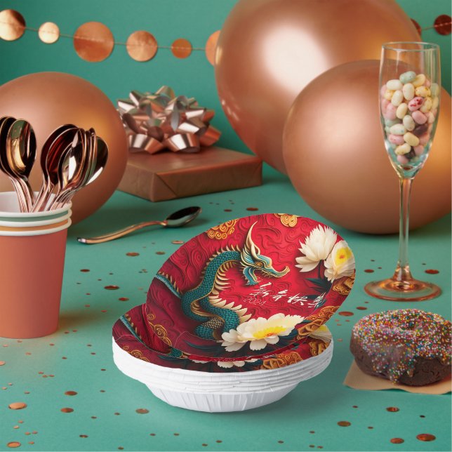Beautiful Chinese Dragon New Year 2024 PPB2 Paper Plate (Multi)