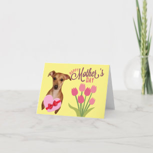 Beautiful Chiweenie Floral Mothers Day Card