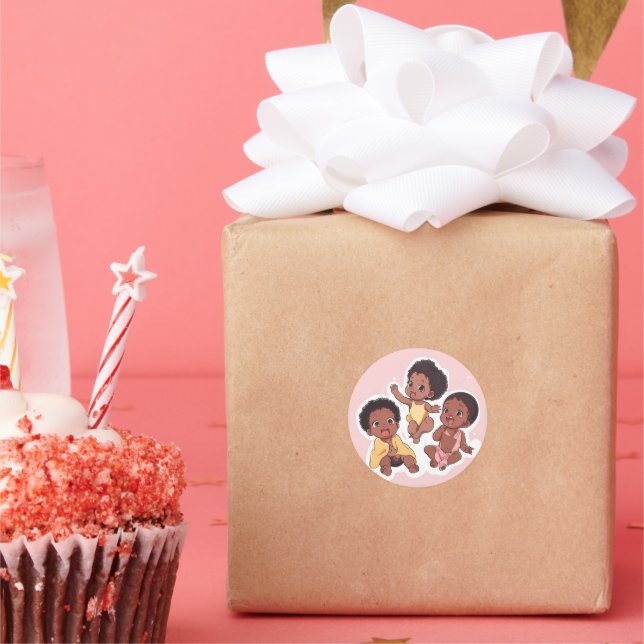 Beautiful Chocolate Babies  Classic Round Sticker (Party)