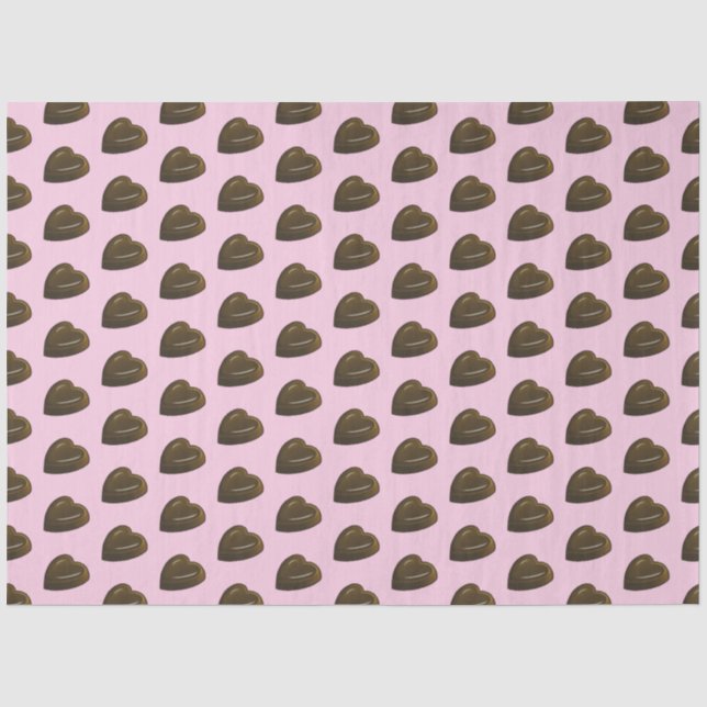 Beautiful Chocolate Heart Pattern Tissue Paper (Front)