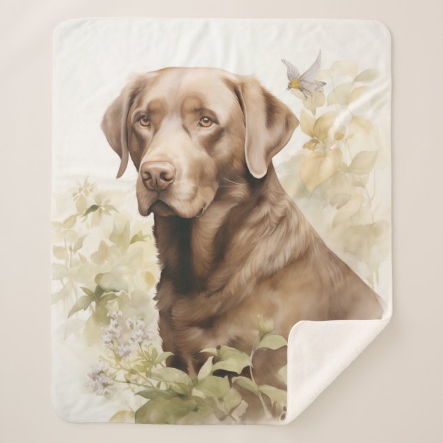 Beautiful Chocolate Lab Sherpa Blanket (Front)