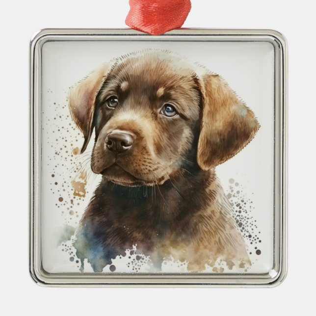 BEAUTIFUL CHOCOLATE LABRADOR RETRIEVER DOG METAL TREE DECORATION (Front)