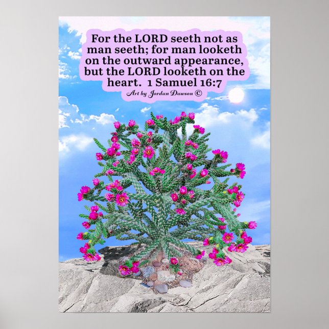 Beautiful Cholla Cactus Scripture 1 Samuel 16:7 Poster (Front)