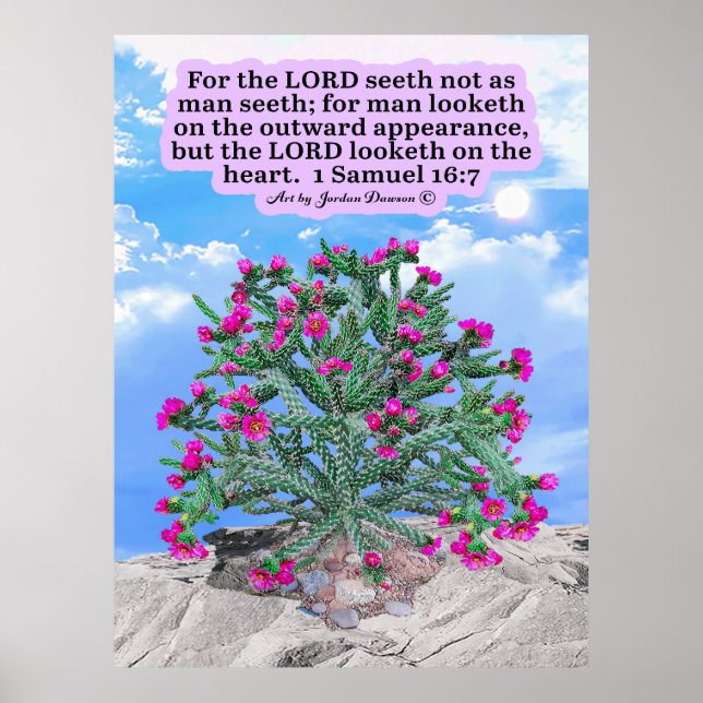 Beautiful Cholla Cactus Scripture 1 Samuel 16:7 Poster (Front)