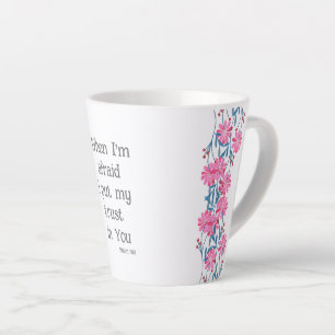 Beautiful Christian Bible Verse Psalm 56:3 Floral Latte Mug