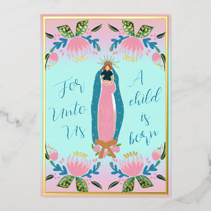 Beautiful Christian Christmas Baby Jesus Foil Holiday Card