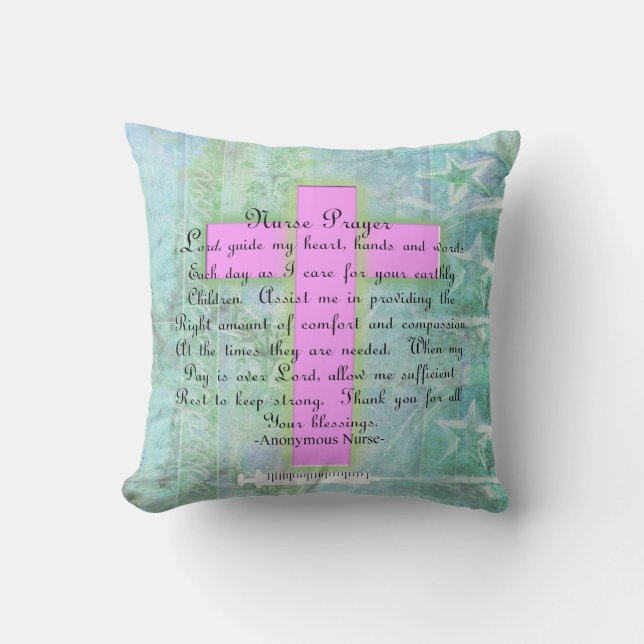 Beautiful Christian Nurse Prayer Pillow #12 (Front)