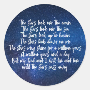 Beautiful Christian Prayer Stars Poem Night Sky Classic Round Sticker