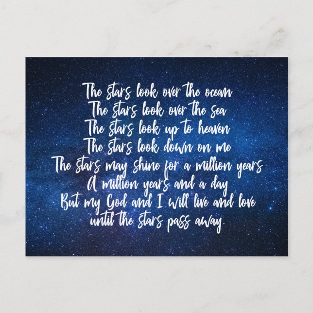 Beautiful Christian Prayer Stars Poem Night Sky Postcard (Front)