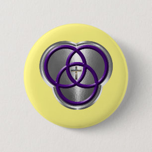 Beautiful Christian Trinity Rings with Cross 6 Cm Round Badge