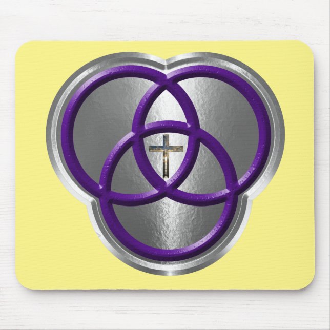 Beautiful Christian Trinity Rings with Cross Mouse Mat (Front)