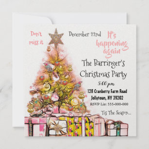 Beautiful Christmas Annual Party Pink Invitation