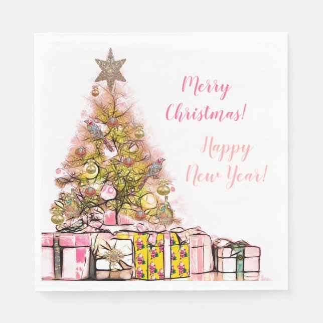Beautiful Christmas Annual Party Pink Napkin (Front)