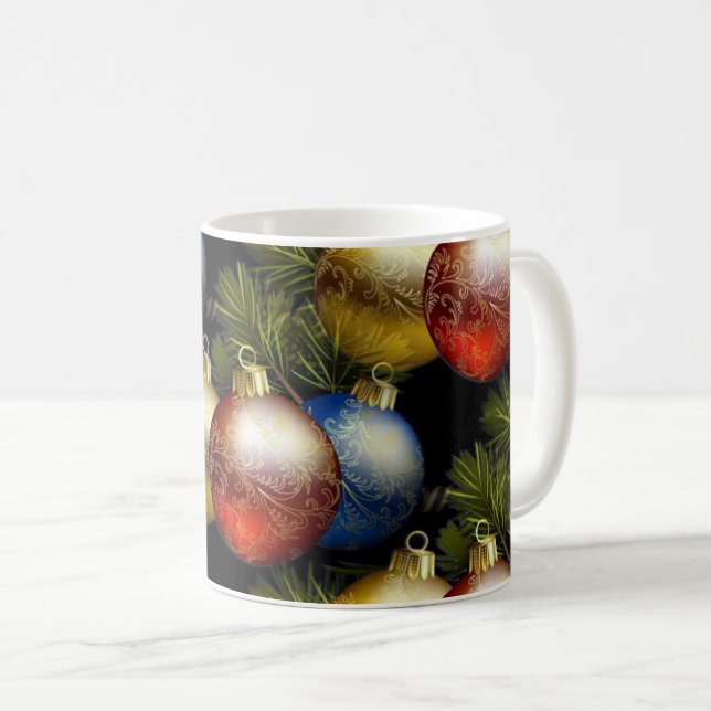 Beautiful Christmas Balls with Delicate Design Coffee Mug (Front Right)