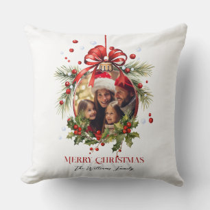 Beautiful Christmas Bauble Frame Family Holidays Cushion