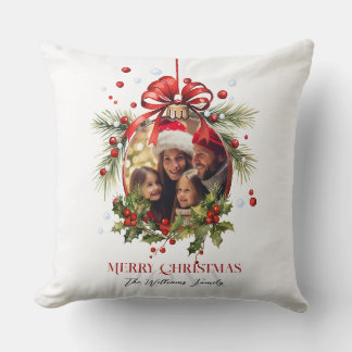 Beautiful Christmas Bauble Frame Family Holidays Cushion