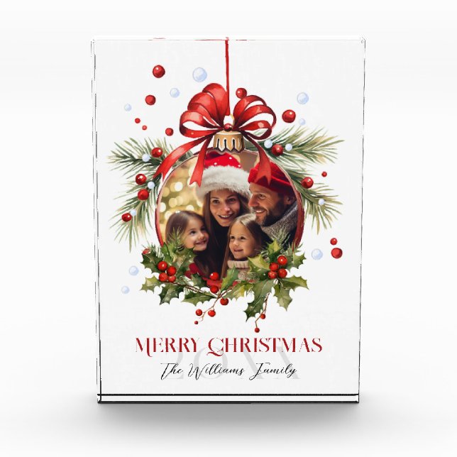Beautiful Christmas Bauble Frame Family Holidays Photo Block (Front)