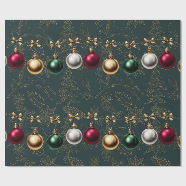 Beautiful Christmas Bauble Ornament   Wrapping Paper (Flat)